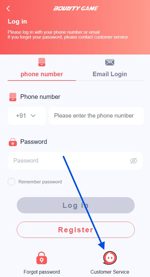 Click on customer service
